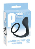 The 9's - P Zone Silicone Cock Ring with Butt Plug - Black