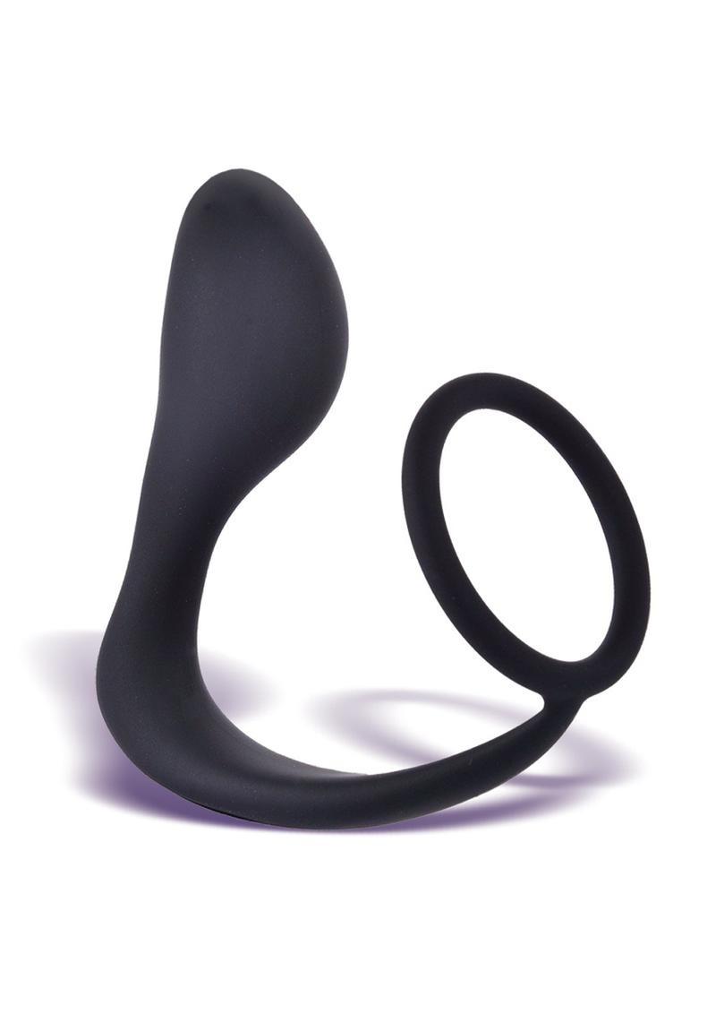 The 9's - P Zone Silicone Cock Ring with Butt Plug - Black