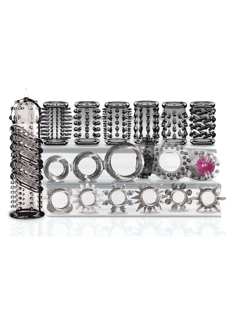 Try-Curious Cock Ring & Sleeve Set - Smoke