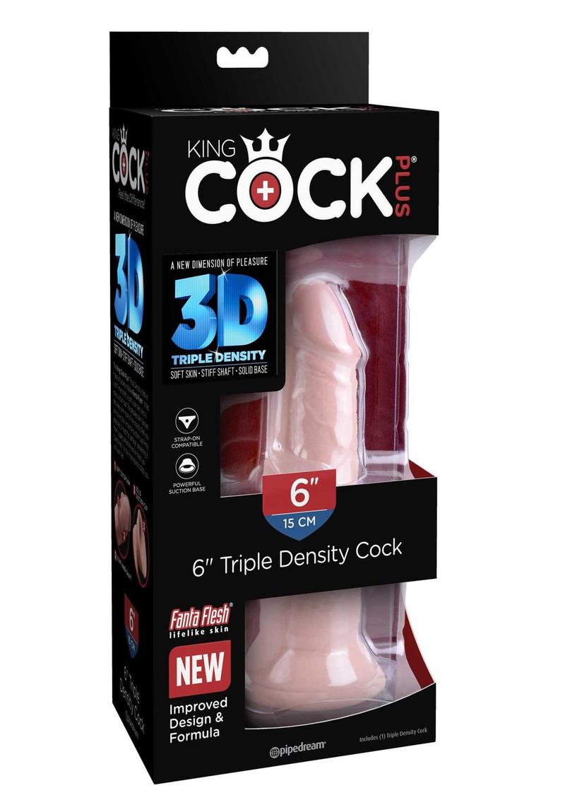 King Cock Plus Triple Density Dildo 6in - Vanilla