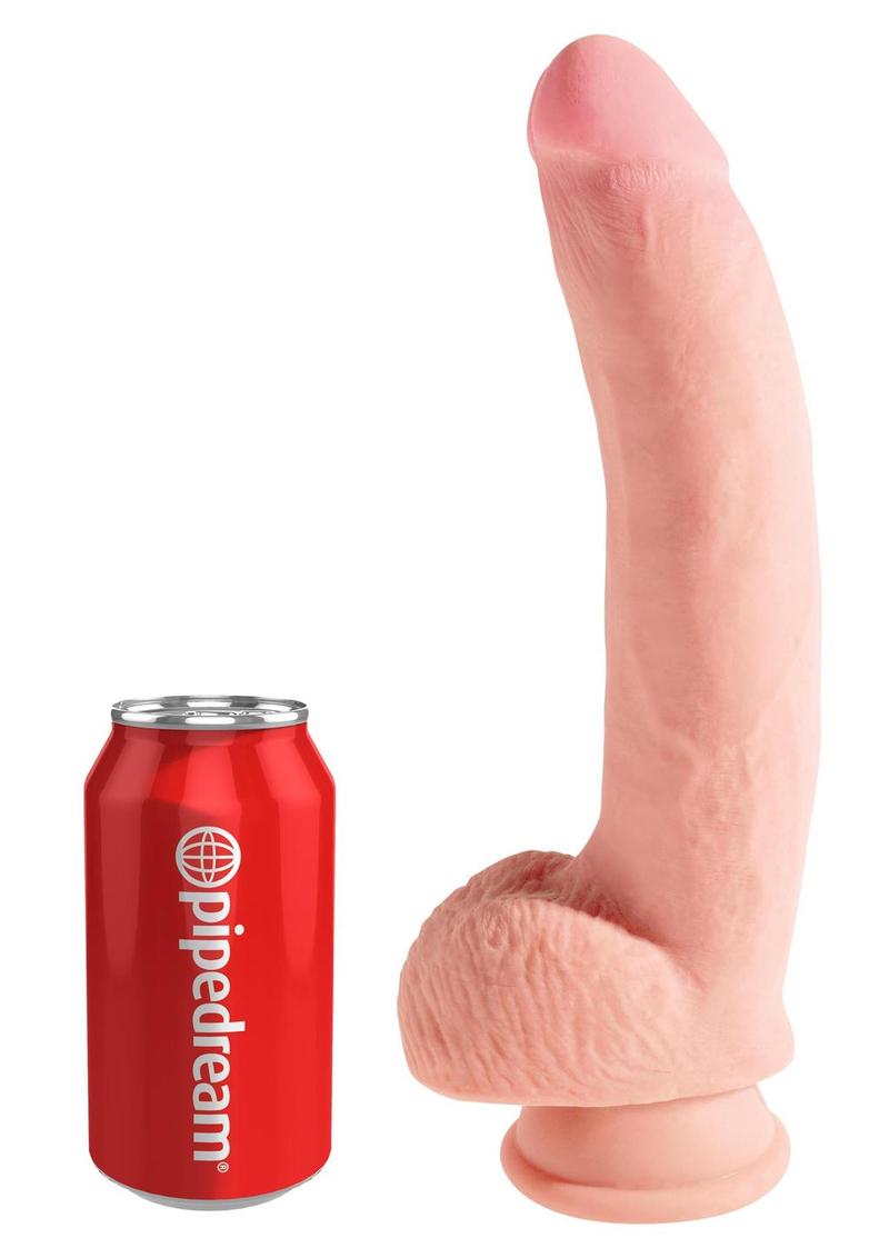 King Cock Plus Triple Density Dildo with Balls 10in - Vanilla