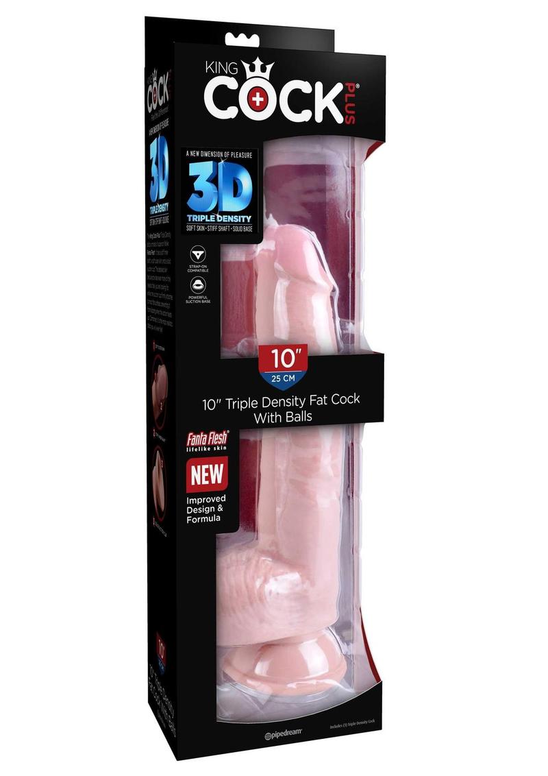 King Cock Plus Triple Density Fat Dildo with Balls 10in - Vanilla