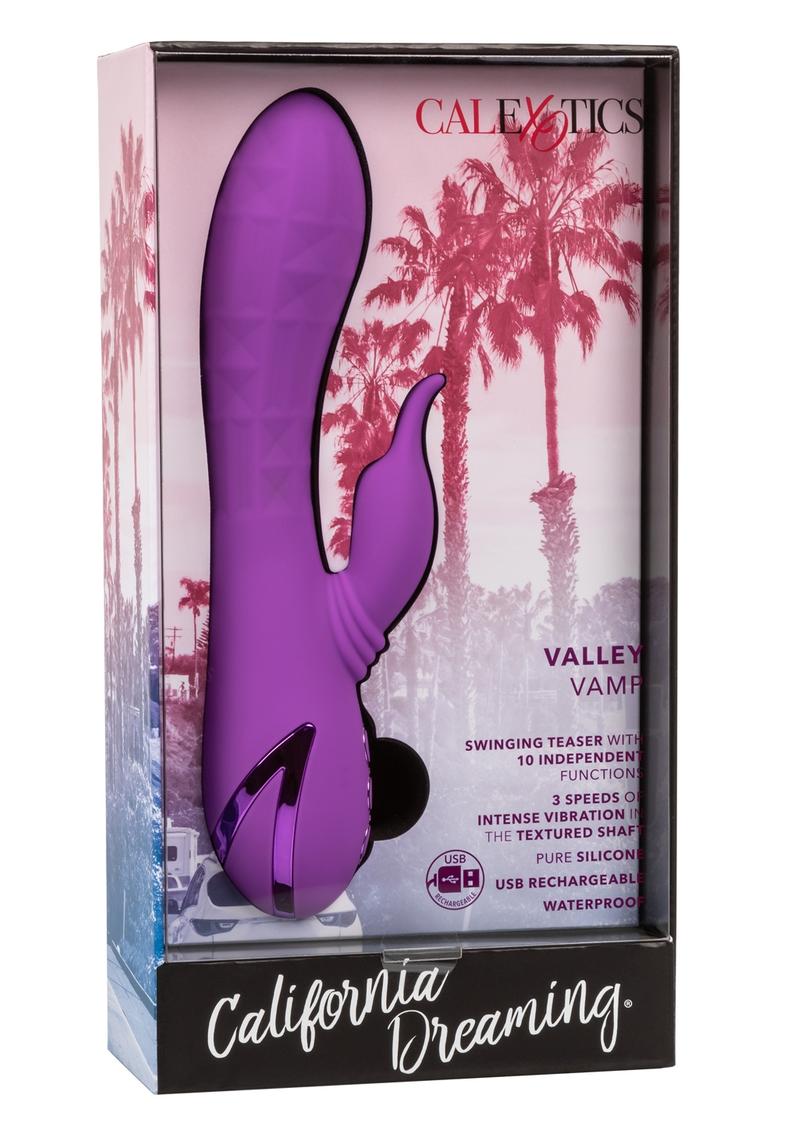 California Dreaming Valley Vamp Rechargeable Silicone Rabbit Vibrator - Purple