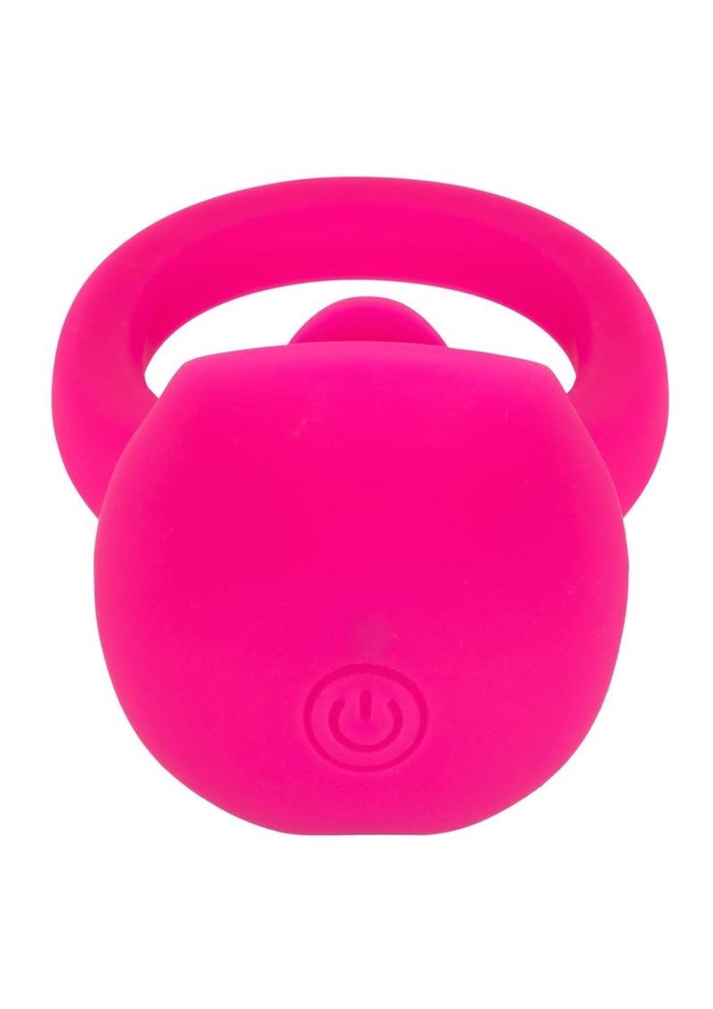 Couple's Enhancers Silicone Vibrating Teasing Tongue Enhancer Cock Ring - Pink