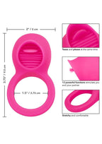 Couple's Enhancers Silicone Vibrating Teasing Tongue Enhancer Cock Ring - Pink