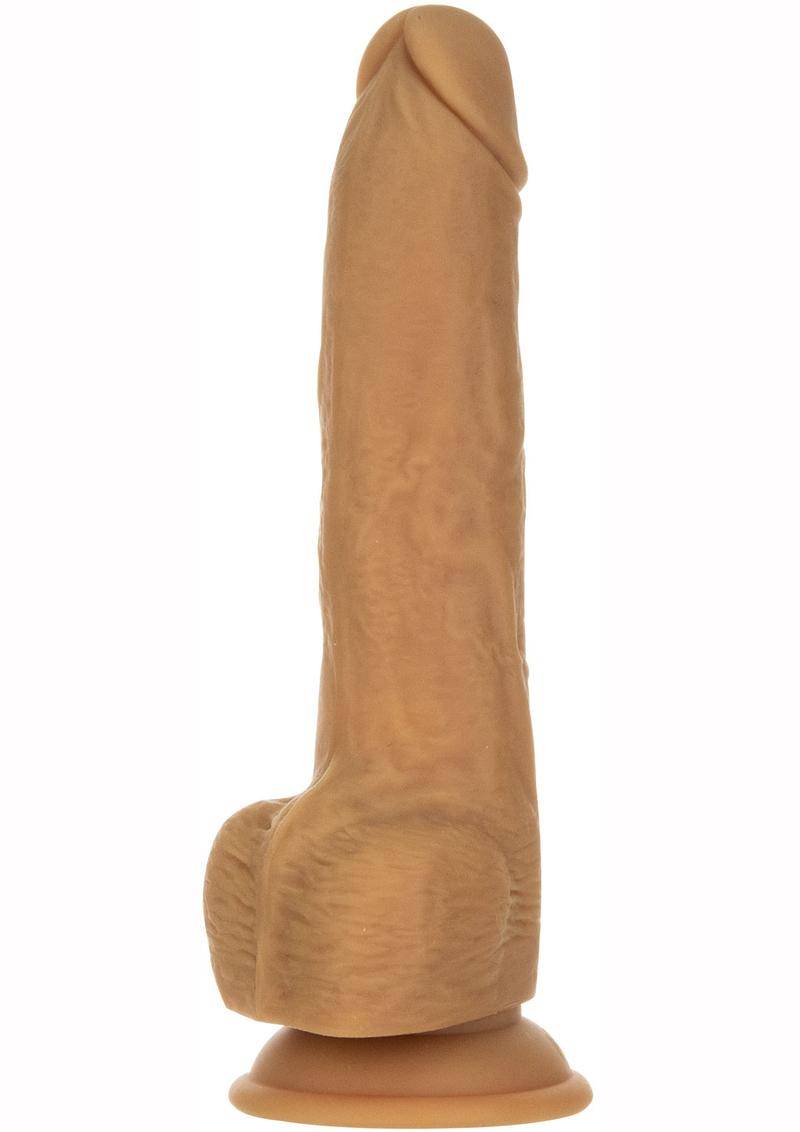 Naked Addiction Rechargeable Silicone Thrusting Dildo with Remote Control 9in - Caramel