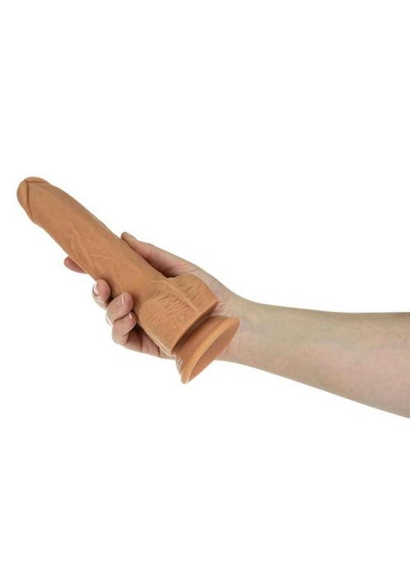Naked Addiction Rechargeable Silicone Thrusting Dildo with Remote Control 9in - Caramel