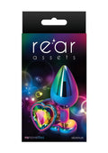 Rear Assets Heart Anal Plug - Medium - Multicolor/Rainbow