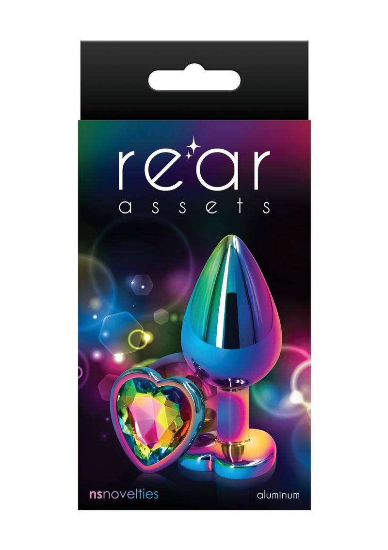 Rear Assets Heart Anal Plug - Medium - Multicolor/Rainbow