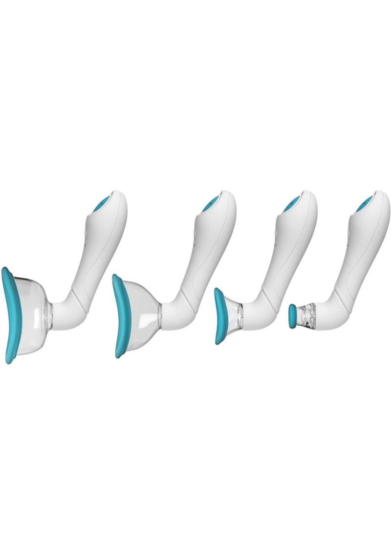 Bloom Intimate Body Pump Silicone Vibrating Rechargeable Body Pump - Sky Blue/White