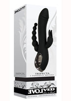 Trifecta Rechargeable Silicone Triple Stimulation Rabbit Vibrator - Black