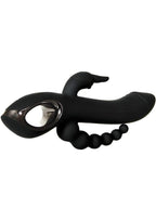 Trifecta Rechargeable Silicone Triple Stimulation Rabbit Vibrator - Black