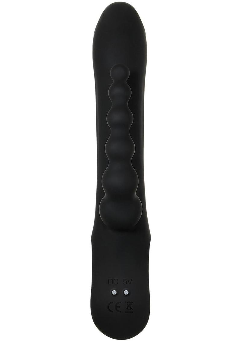 Trifecta Rechargeable Silicone Triple Stimulation Rabbit Vibrator - Black
