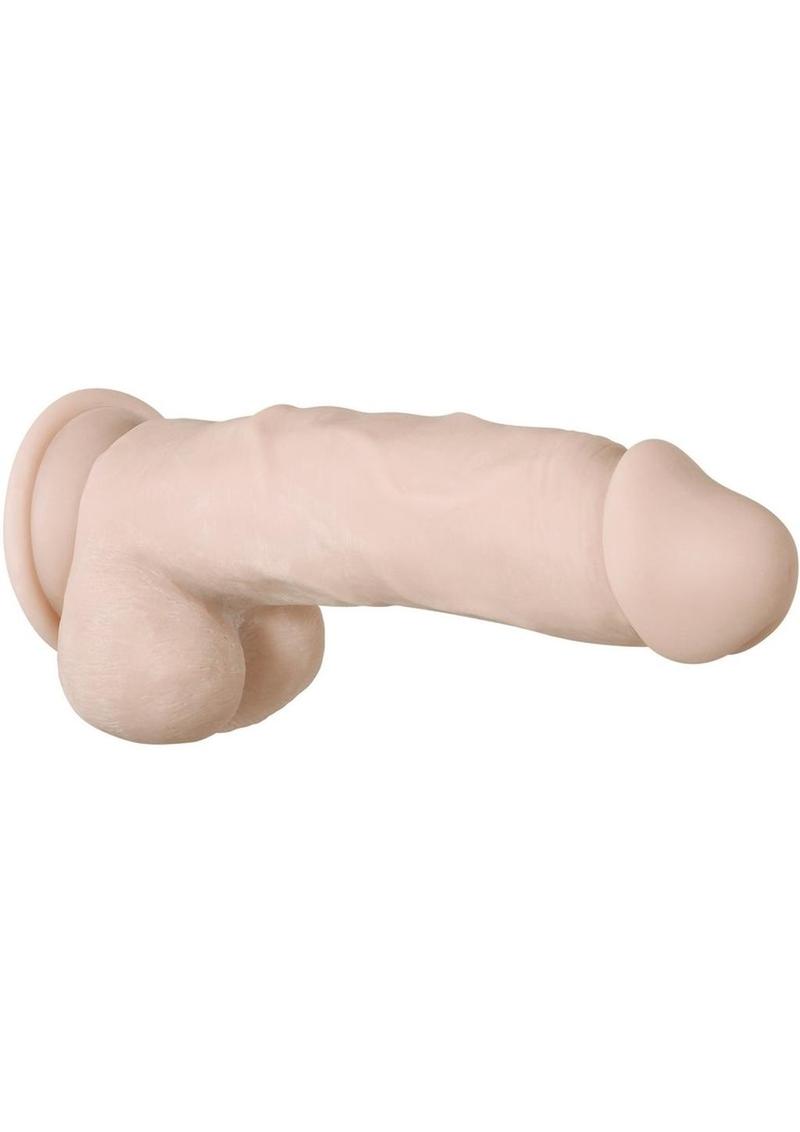 Real Supple Girthy Poseable Dildo with Balls 8.5in - Vanilla