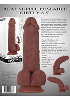 Real Supple Girthy Poseable Dildo with Balls 8.5in - Chocolate