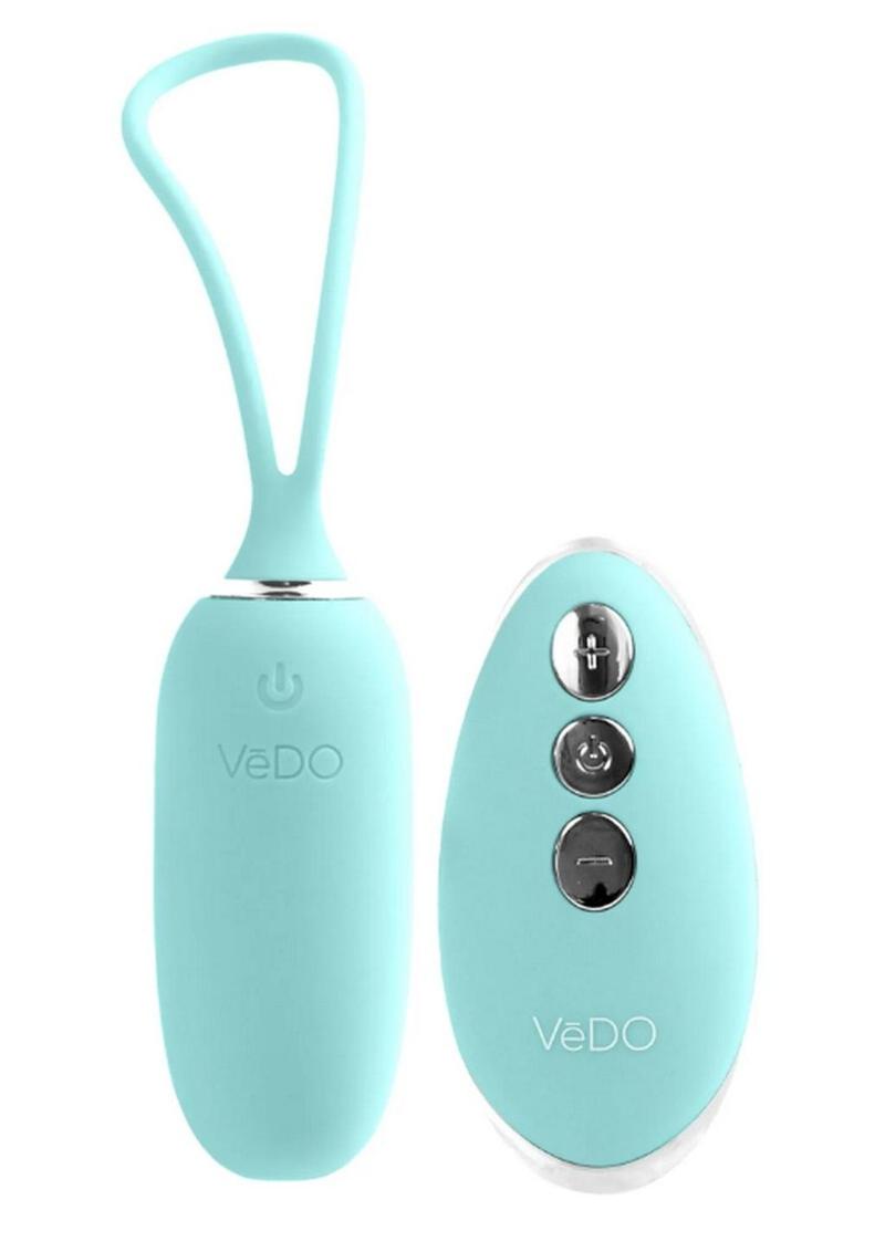 VeDO Kiwi Rechargeable Silicone Insertable Bullet Vibrator with Remote Control - Tease Me Turquoise