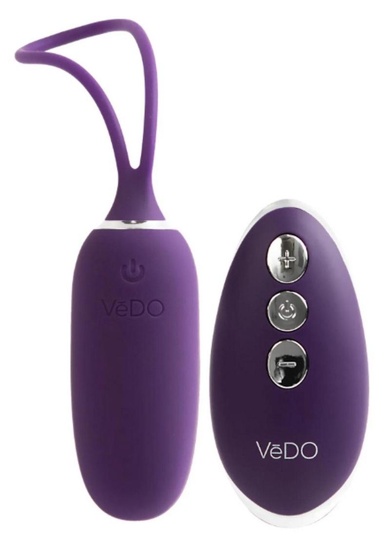 VeDO Kiwi Rechargeable Silicone Insertable Bullet Vibrator with Remote Control - Deep Purple
