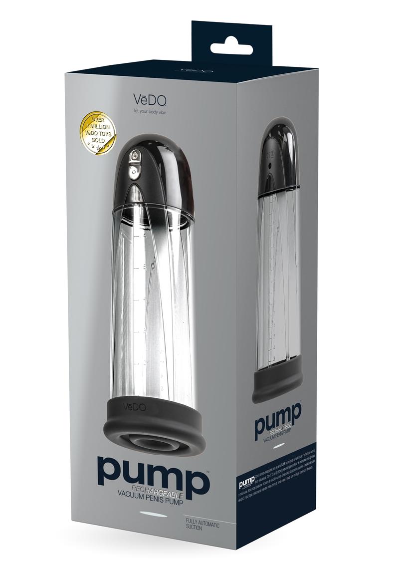 VeDO Pump Rechargeable Silicone Vacuum Penis Pump - Just Black