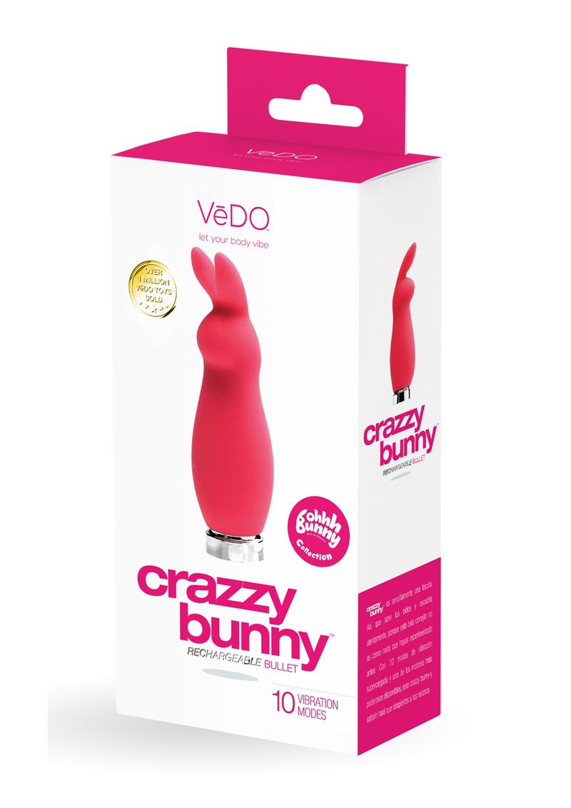 VeDO Crazzy Bunny Rechargeable Silicone Mini Vibrator - Pink