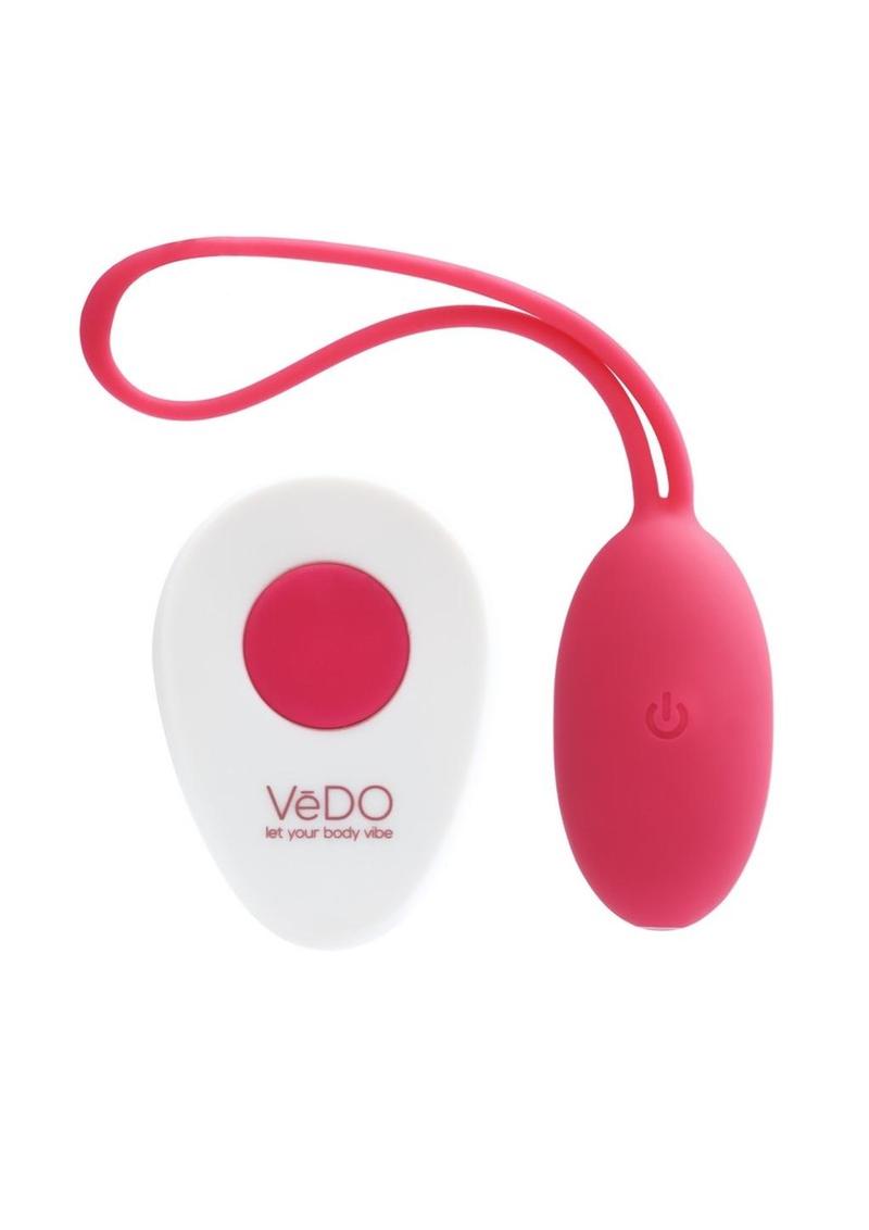 VeDO Peach Rechargeable Silicone Egg Vibrator with Remote Control - Foxy Pink