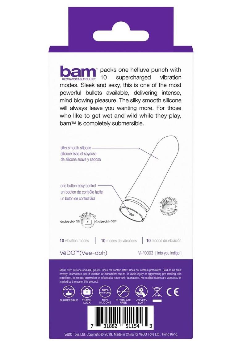 VeDO Bam Rechargeable Silicone Bullet Vibrator - Into You Indigo