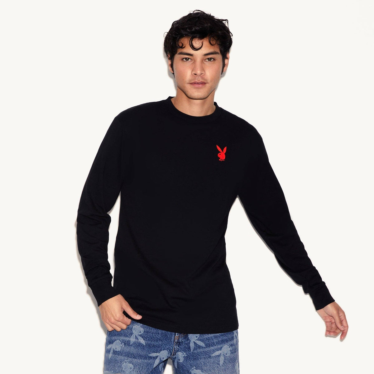 PLAYBOY Repeating Masthead Long Sleeve T-Shirt