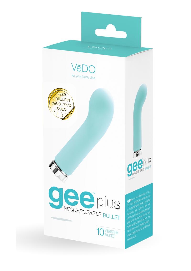 VeDO Gee Plus Rechargeable Silicone Bullet Vibrator - Tease Me Turquoise