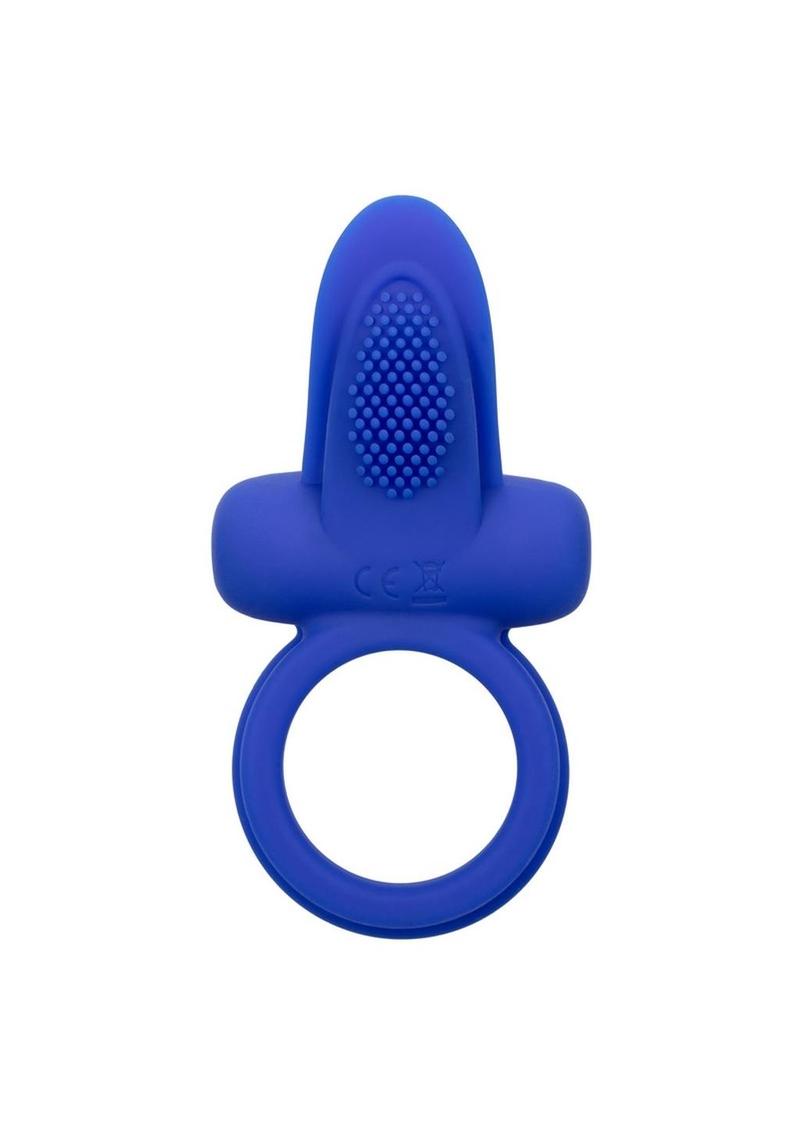 Couple's Enhancers Silicone Rechargeable Dual Pleasure Enhancer Cock Ring - Blue