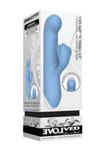 Thump & Thrust Rechargeable Silicone Vibrator with Clitoral Stimulator - Blue