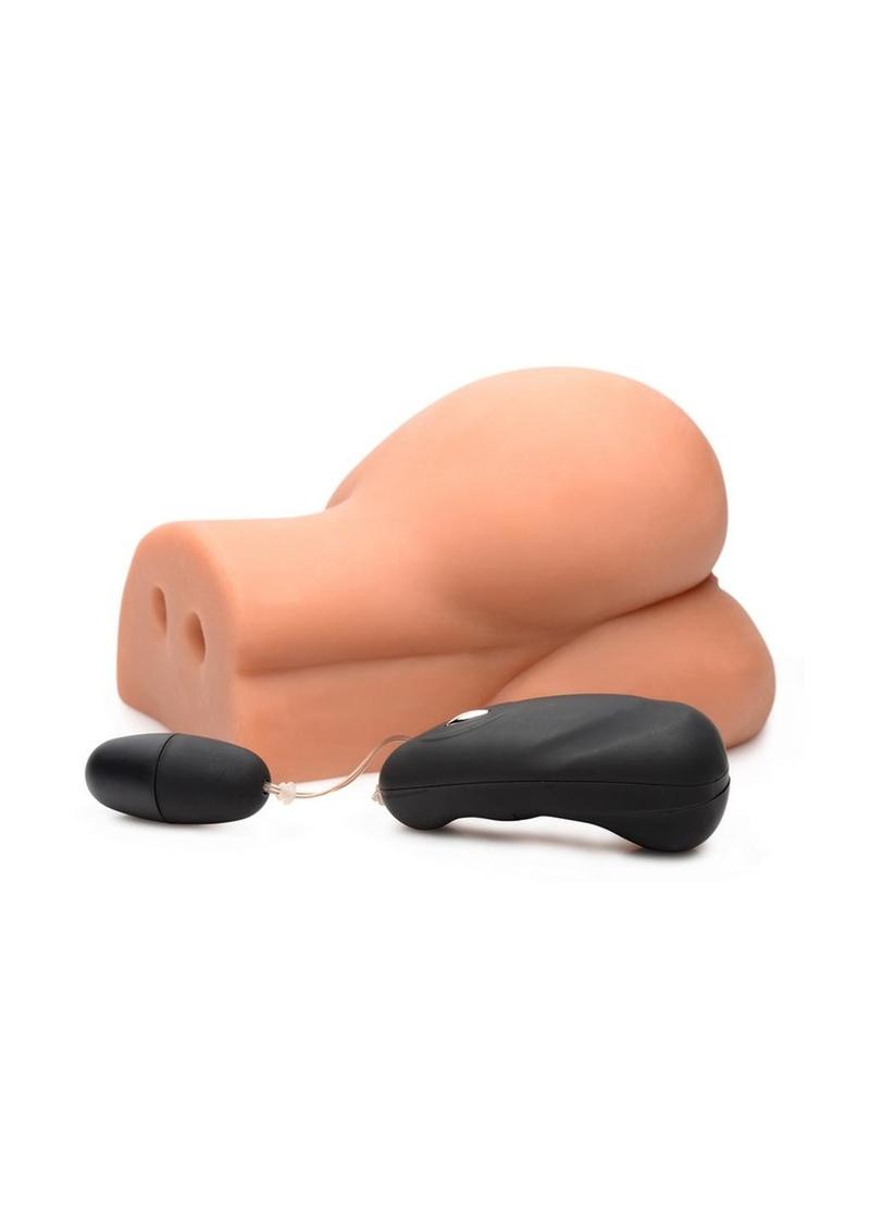Mistress Alexis Vibrating BioSkin Sidesaddle Stroker - Pussy and Ass - Caramel