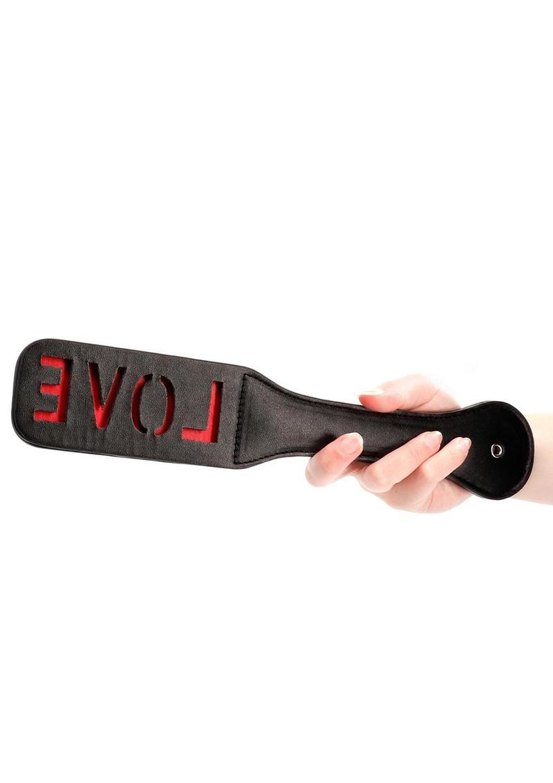 Ouch! Leather Paddle "Love" - Black