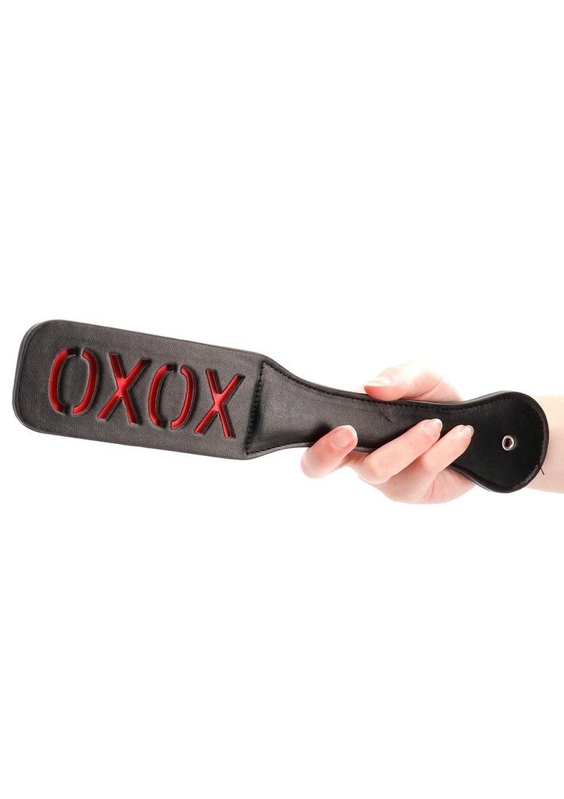 Ouch! Leather Paddle "XOXO" - Black