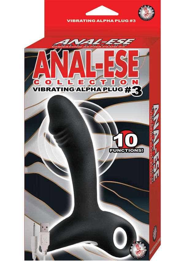 Anal-Ese Collection Rechargeable Vibrating Silicone Alpha Probe #3 - Black