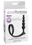 Anal Fantasy Collection Ass-Gasm Silicone Cock Ring with Anal Beads - Black