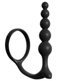 Anal Fantasy Collection Ass-Gasm Silicone Cock Ring with Anal Beads - Black