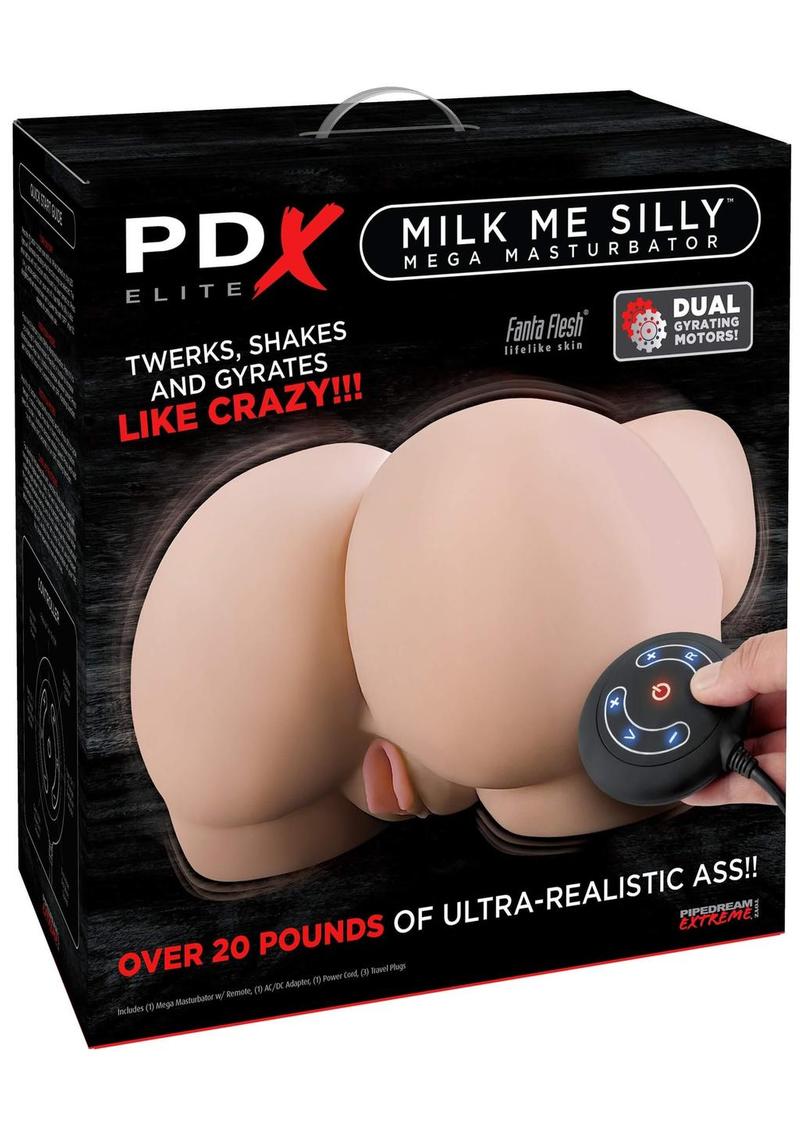 PDX Elite Milk Me Silly Plug In Pussy & Ass Mega Masturbator with Remote Control - Vanilla