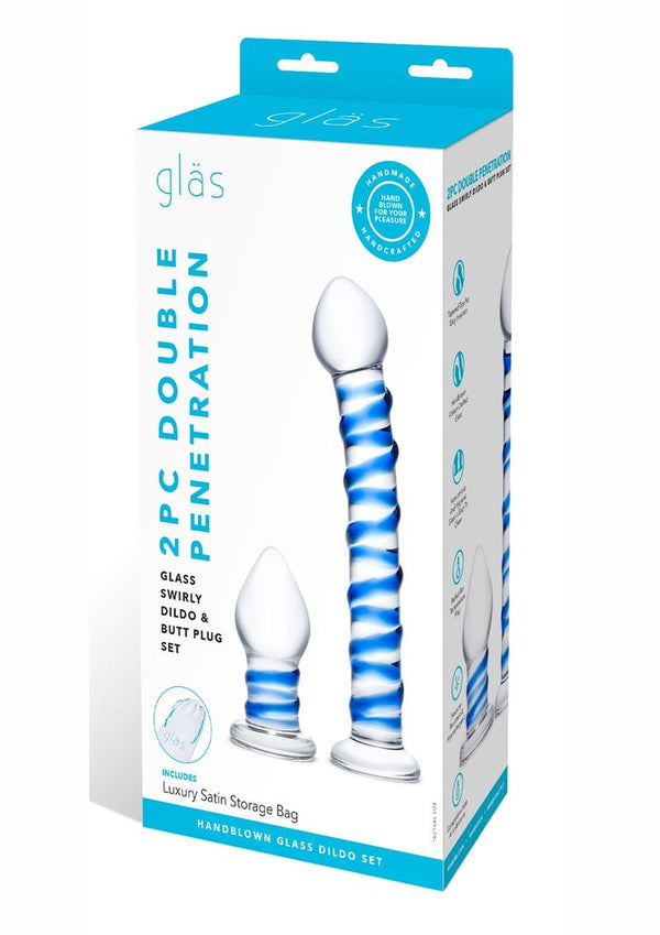 Gläs Swirly Dildo & Buttplug Set (2 Piece)
