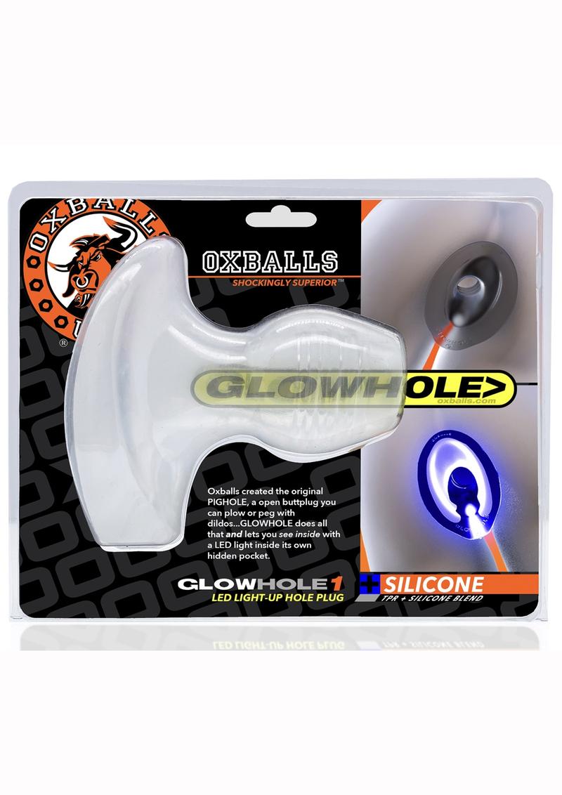 Glowhole 1 Light Up Hollow Butt Plug - Small - Cool Ice
