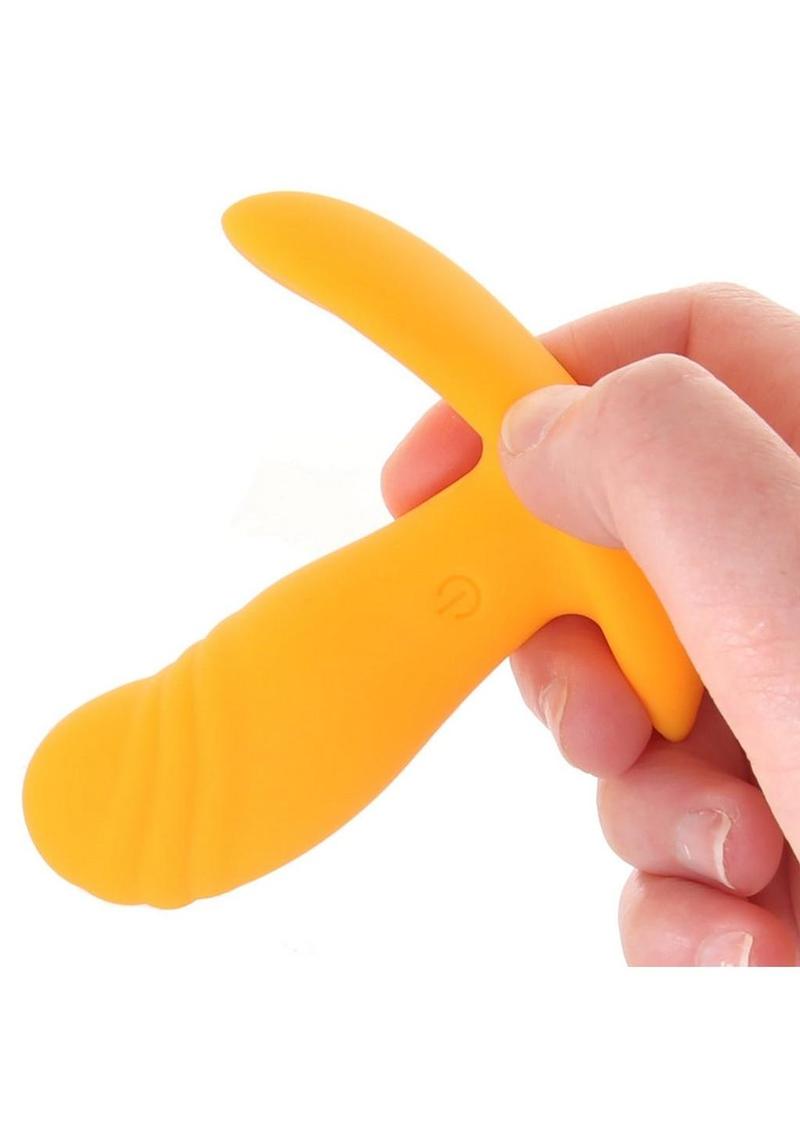 Creamsicle Silicone Rechargeable Wearable Vibrator with Remote Control - Orange/White