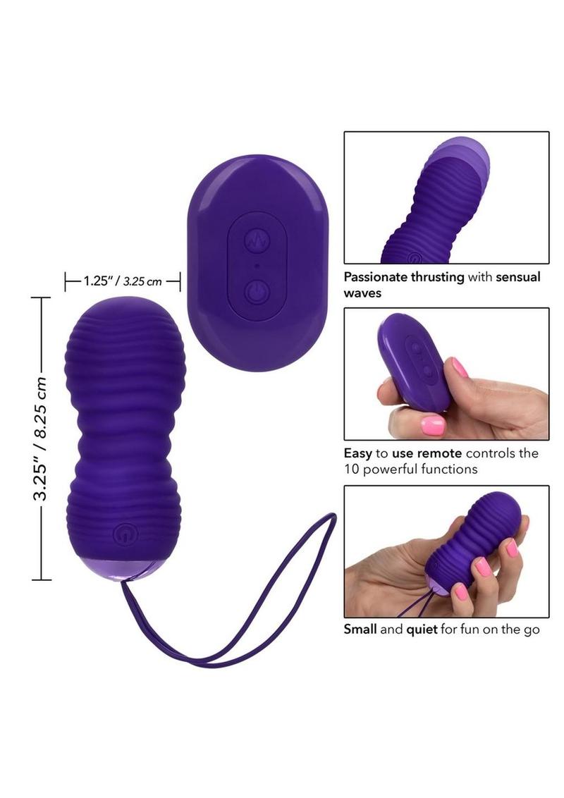 Slay #Thrustme Silicone Rechargeable Thrusting Rotating Egg Vibrator with Remote Control - Purple