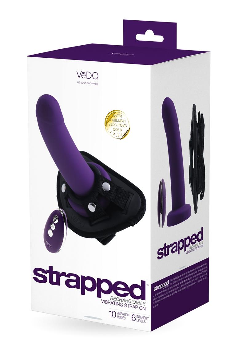 VeDO Strapped Silicone Rechargeable Vibrating Strap-On with Remote Control - Deep Purple