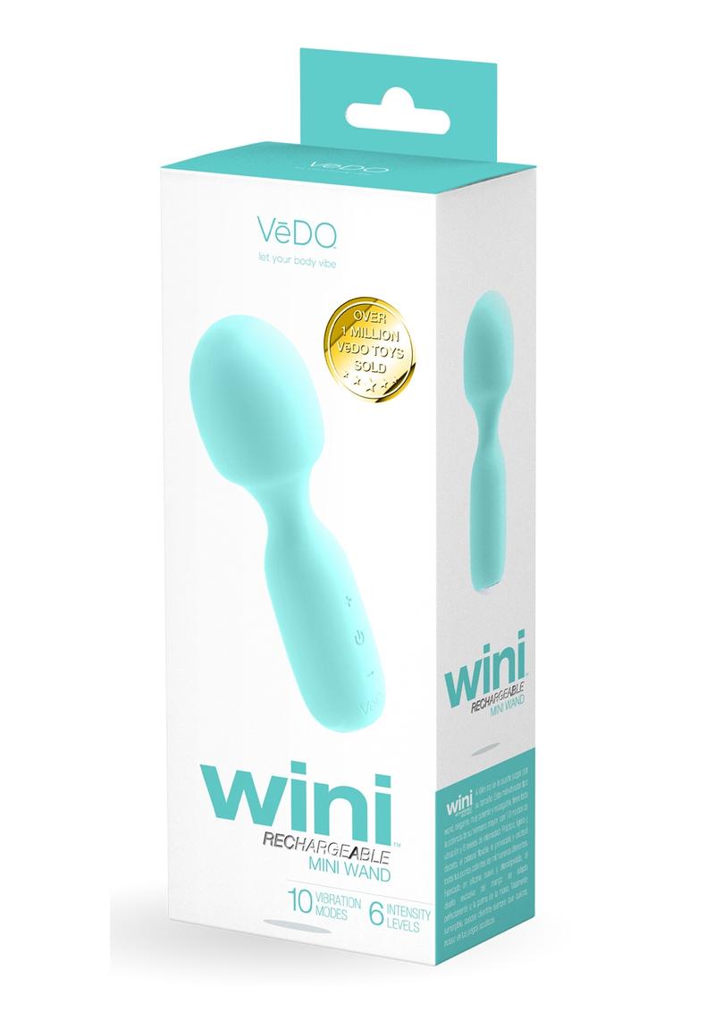 VeDO Wini Silicone Rechargeable Mini Wand Massager - Tease Me Turquoise