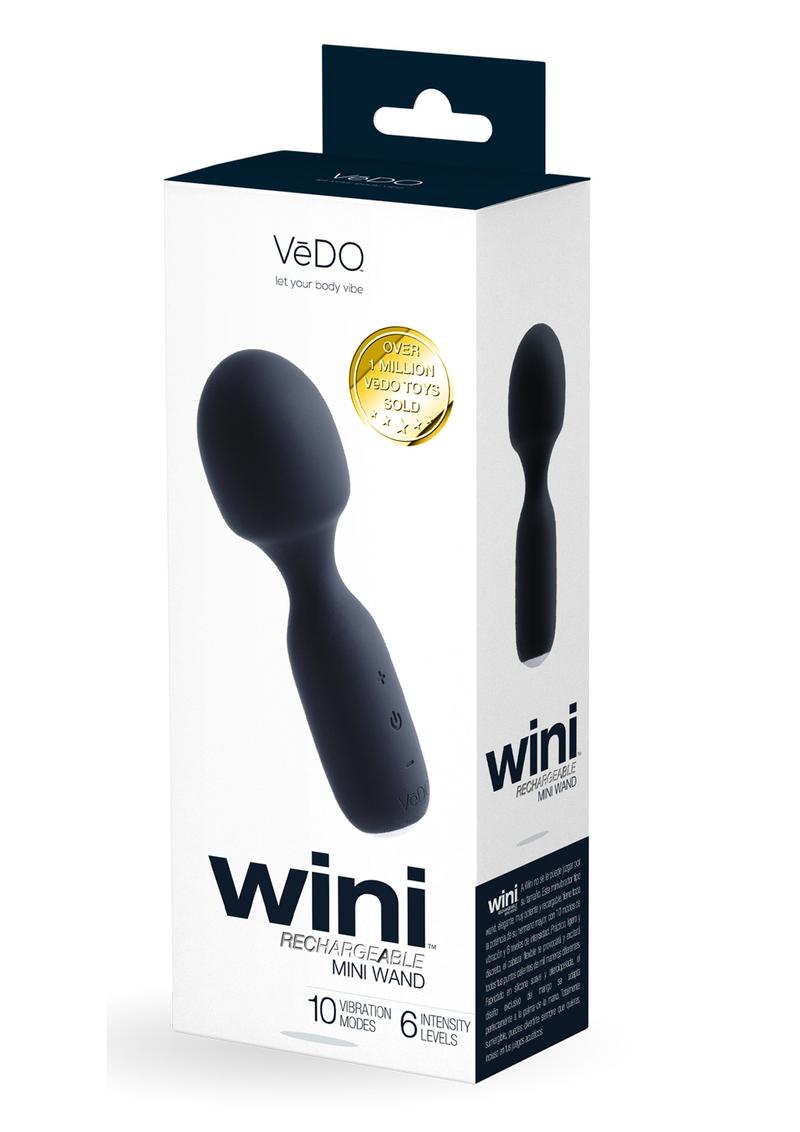 VeDO Wini Silicone Rechargeable Mini Wand Massager - Just Black