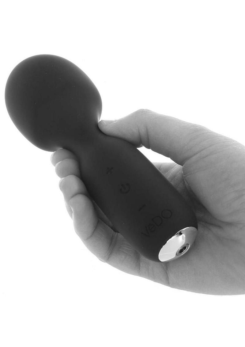 VeDO Wini Silicone Rechargeable Mini Wand Massager - Just Black