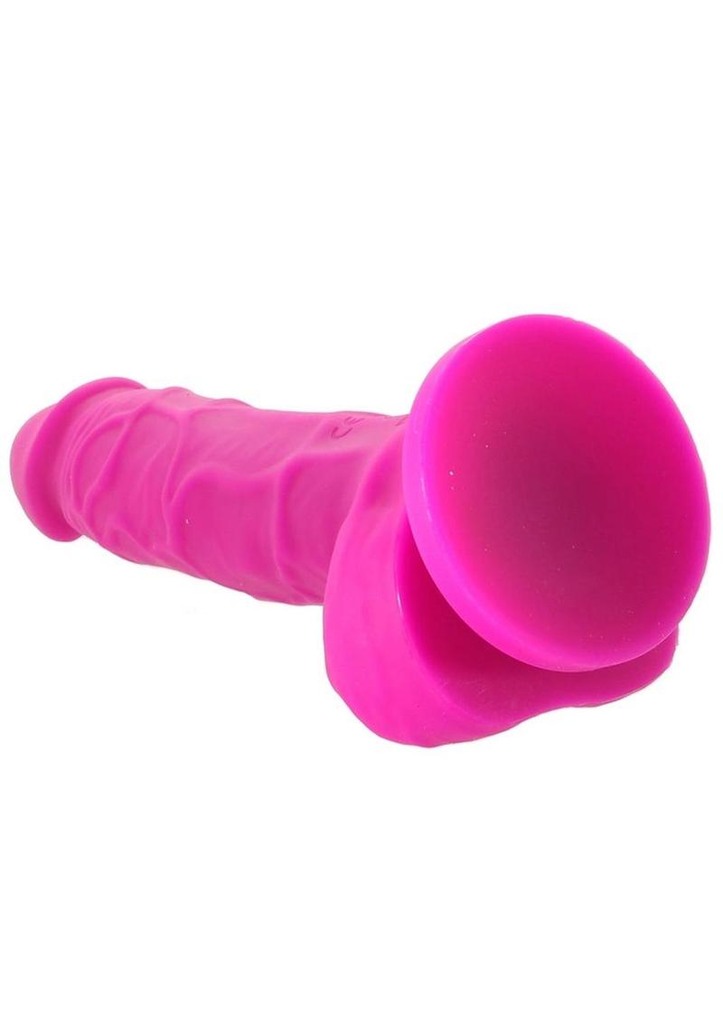 Colours Pleasures Silicone Vibrating Dildo with Balls 5in - Purple