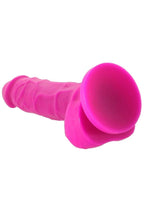 Colours Pleasures Silicone Vibrating Dildo with Balls 5in - Purple