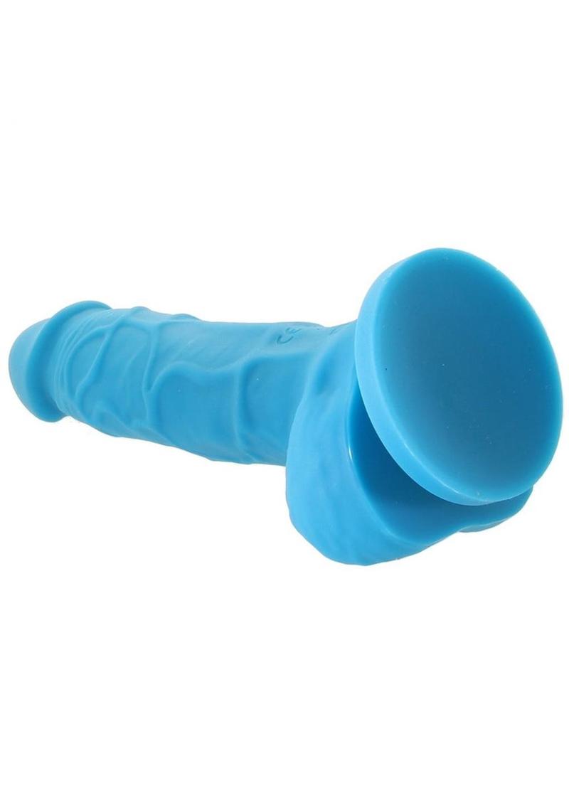 Colours Pleasures Silicone Vibrating Dildo with Balls 5in - Blue