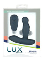 LUX Active Revolve Silicone Rechargeable Rotating & Vibrating Anal Massager with Remote Control - Navy