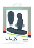 LUX Active Revolve Silicone Rechargeable Rotating & Vibrating Anal Massager with Remote Control - Navy