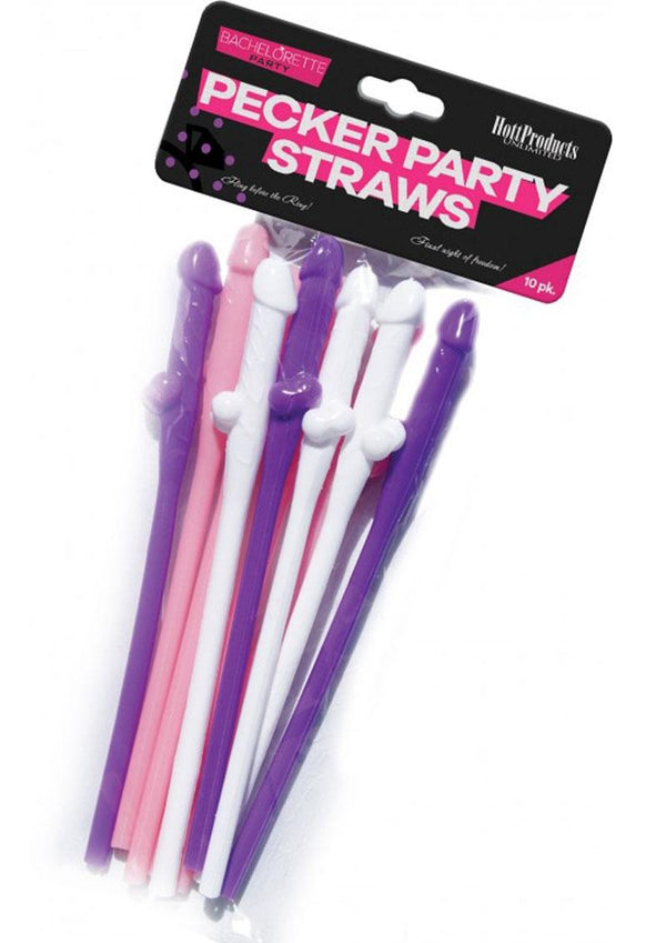 Pecker Sipping Straws Assorted Colors 10 Pack